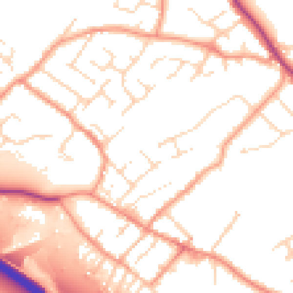 Daytime road noise heatmap for NG16 2HT