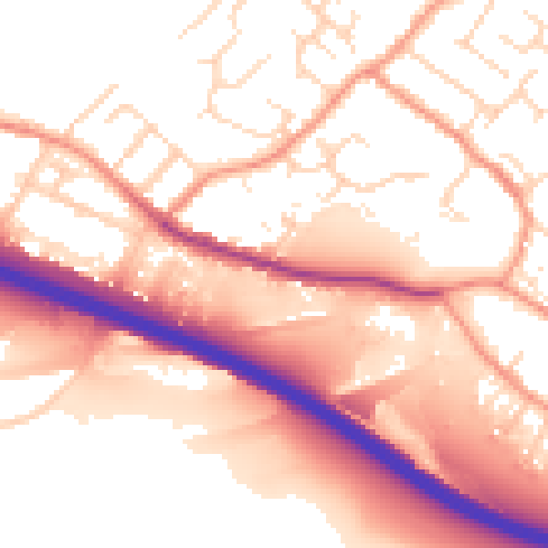 Daytime road noise heatmap for NG16 2HX
