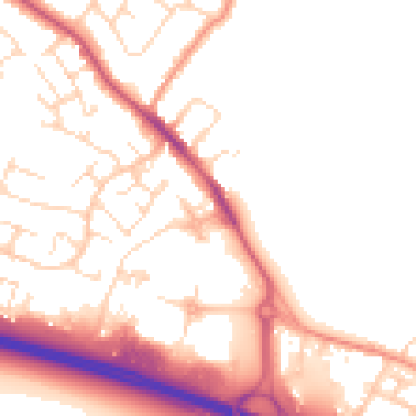 Daytime road noise heatmap for NG16 2JA
