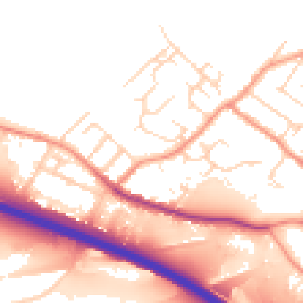 Daytime road noise heatmap for NG16 2JD