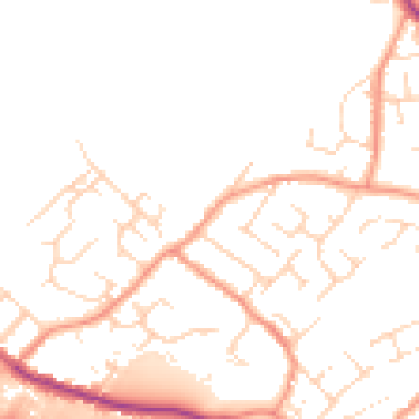 Daytime road noise heatmap for NG16 2JJ