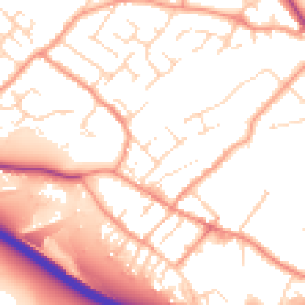 Daytime road noise heatmap for NG16 2JS