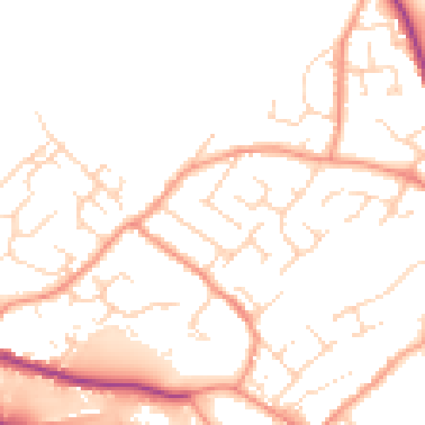 Daytime road noise heatmap for NG16 2JZ