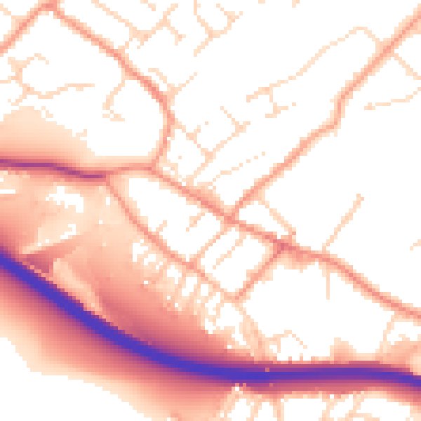 Daytime road noise heatmap for NG16 2LL