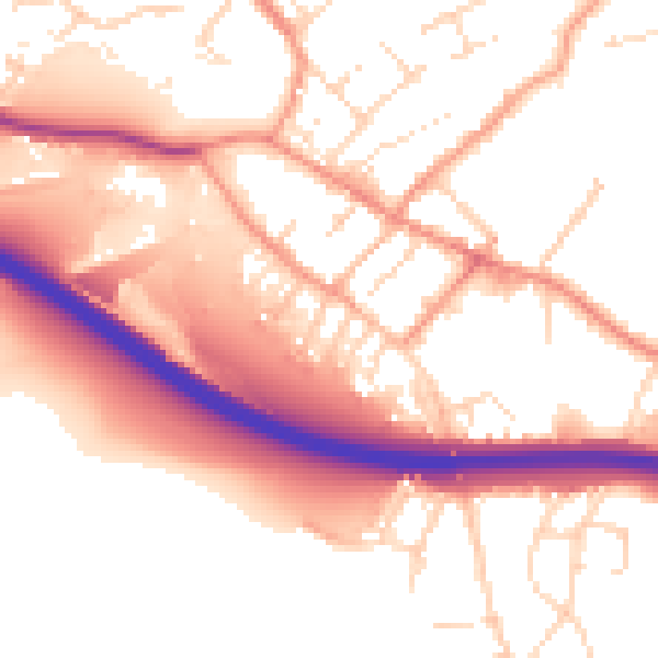 Daytime road noise heatmap for NG16 2LU