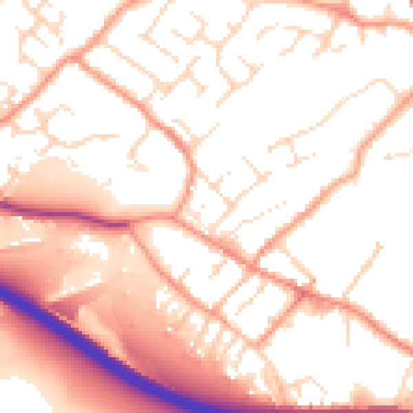 Daytime road noise heatmap for NG16 2NQ