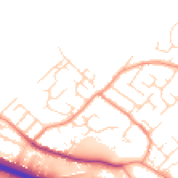 Daytime road noise heatmap for NG16 2NX