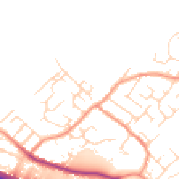 Daytime road noise heatmap for NG16 2NY