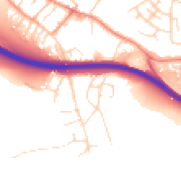 Daytime road noise heatmap for NG16 2QB