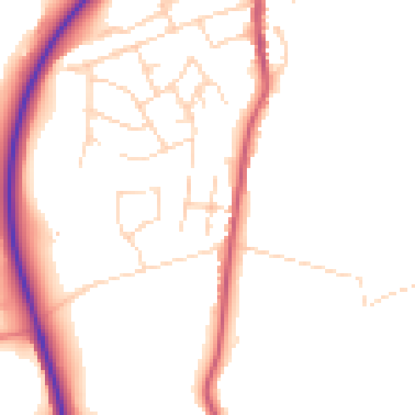 Daytime road noise heatmap for NG16 2QL