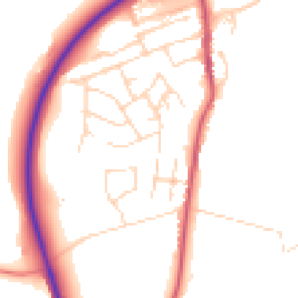 Daytime road noise heatmap for NG16 2QN