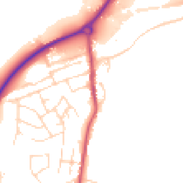 Daytime road noise heatmap for NG16 2QU