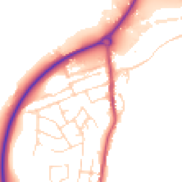 Daytime road noise heatmap for NG16 2QZ