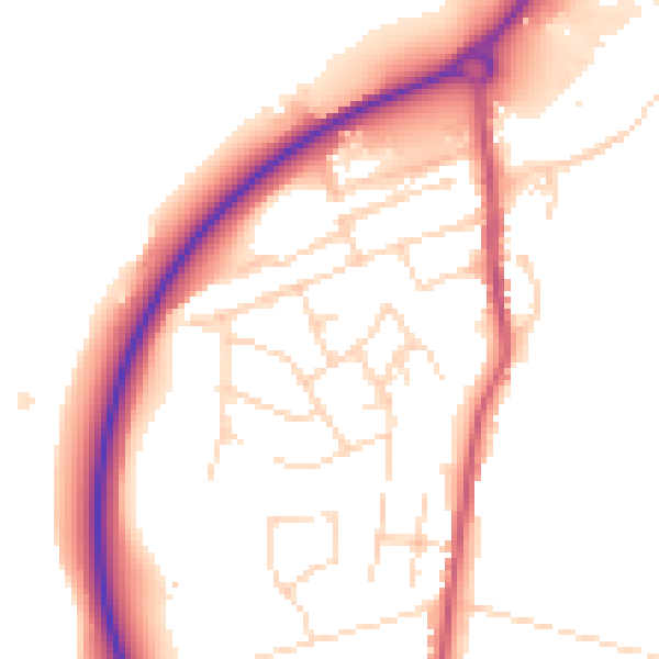 Daytime road noise heatmap for NG16 2RA