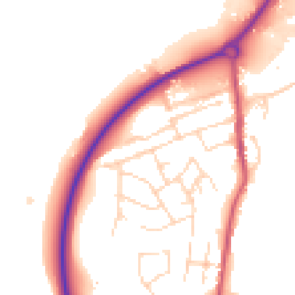Daytime road noise heatmap for NG16 2RD