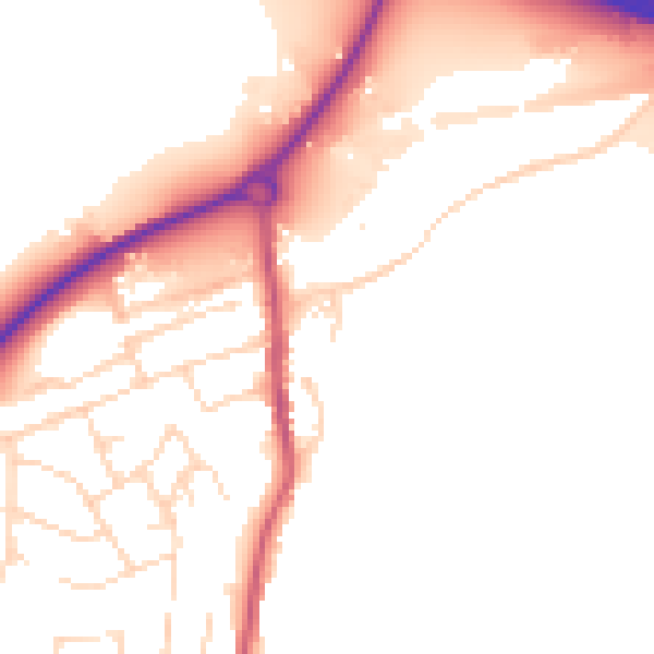 Daytime road noise heatmap for NG16 2RJ