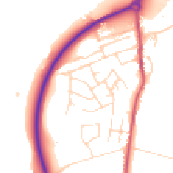 Daytime road noise heatmap for NG16 2RS