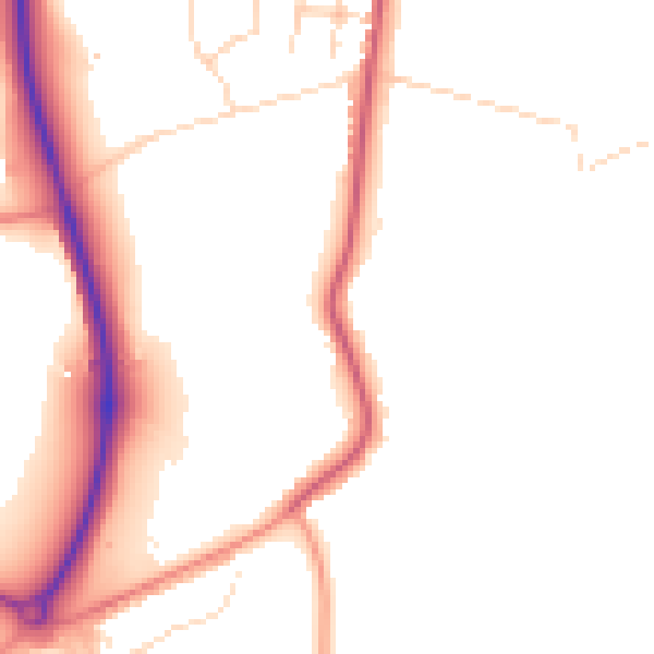 Daytime road noise heatmap for NG16 2SA