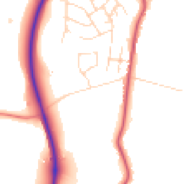 Daytime road noise heatmap for NG16 2SB