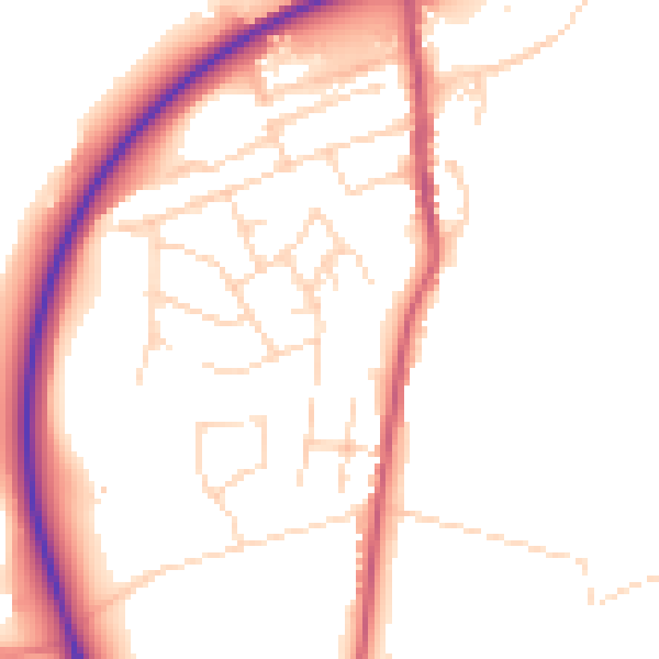 Daytime road noise heatmap for NG16 2SN