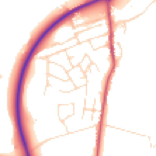 Daytime road noise heatmap for NG16 2SP