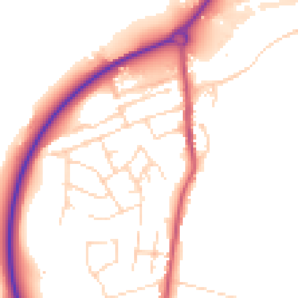 Daytime road noise heatmap for NG16 2SR