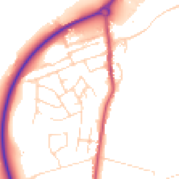 Daytime road noise heatmap for NG16 2SW
