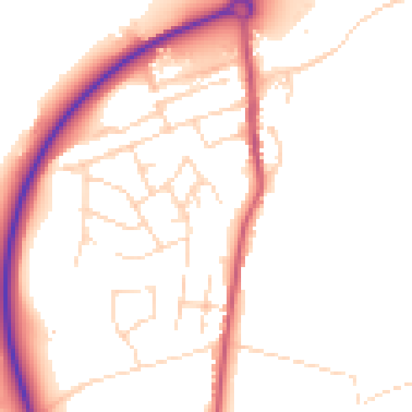 Daytime road noise heatmap for NG16 2SX
