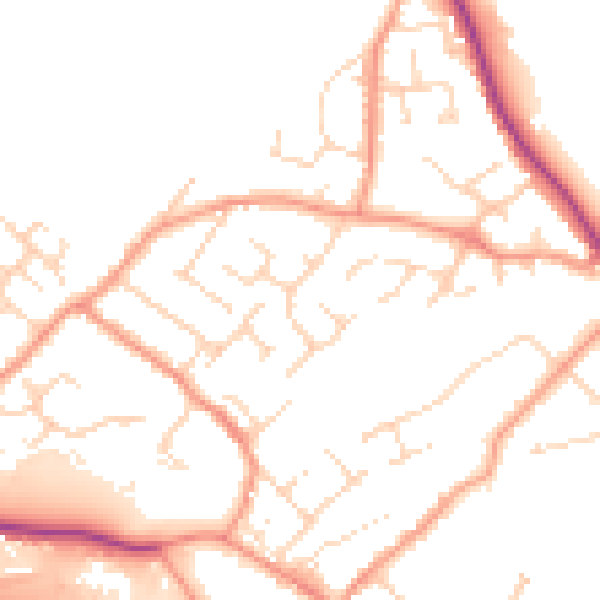 Daytime road noise heatmap for NG16 2TG