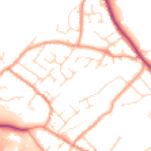 Daytime road noise heatmap for NG16 2TJ