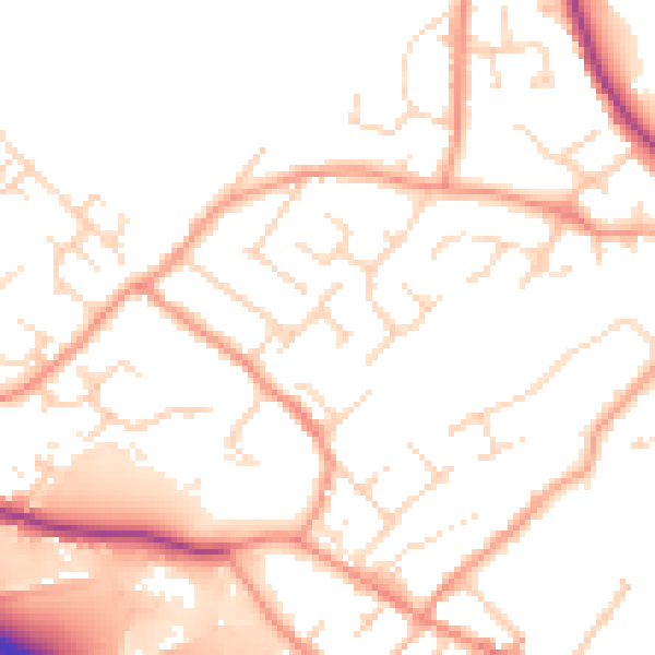 Daytime road noise heatmap for NG16 2TN