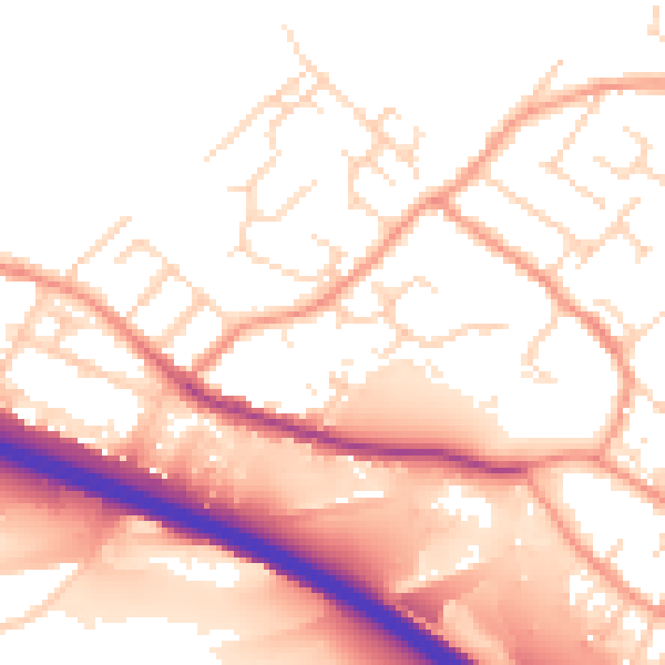 Daytime road noise heatmap for NG16 2TT