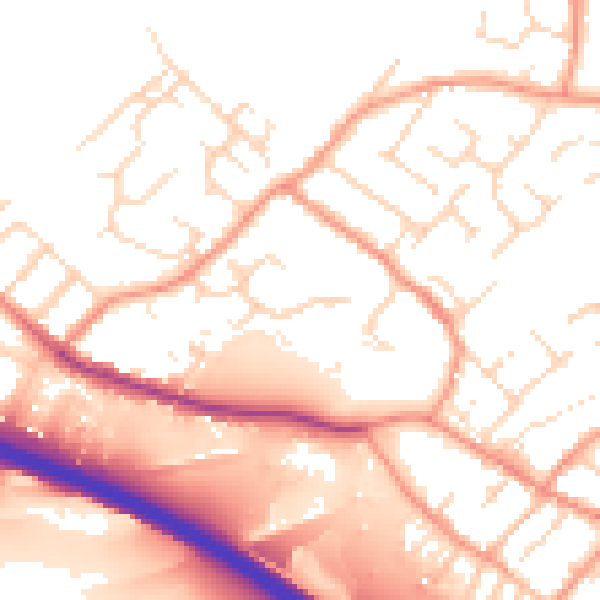 Daytime road noise heatmap for NG16 2TU