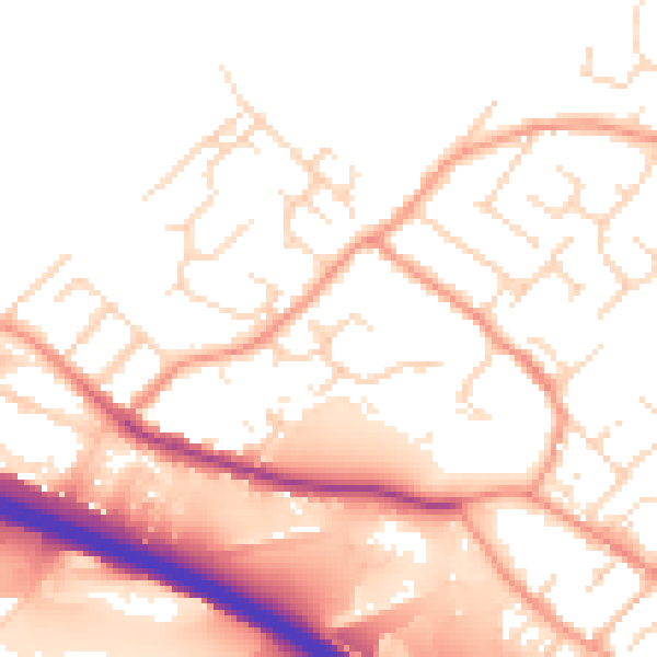 Daytime road noise heatmap for NG16 2TW