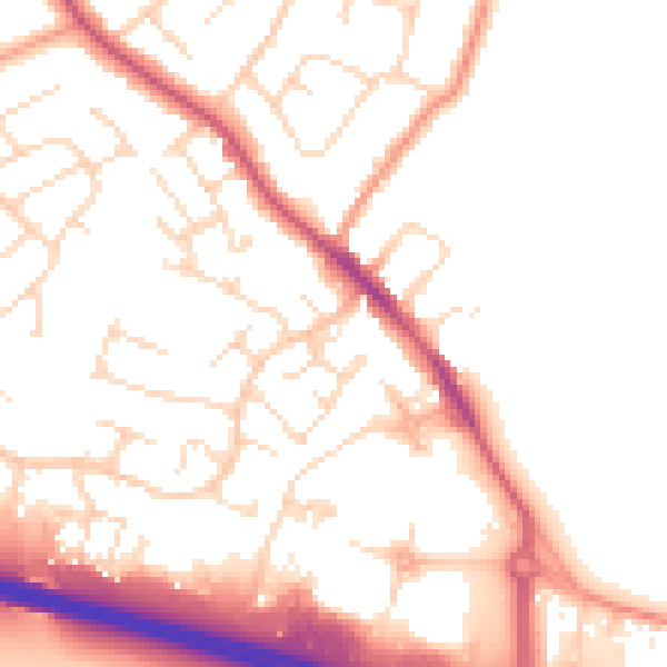 Daytime road noise heatmap for NG16 2UA