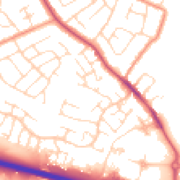 Daytime road noise heatmap for NG16 2UF