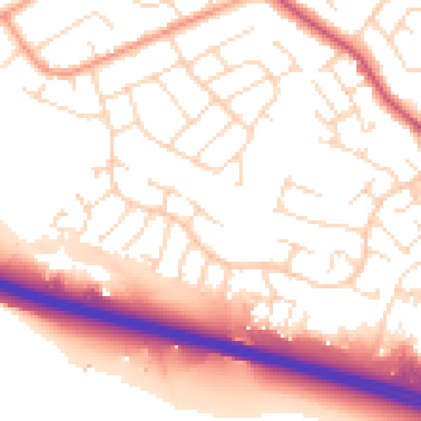 Daytime road noise heatmap for NG16 2UG
