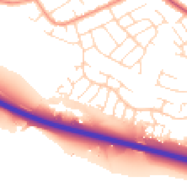 Daytime road noise heatmap for NG16 2UN