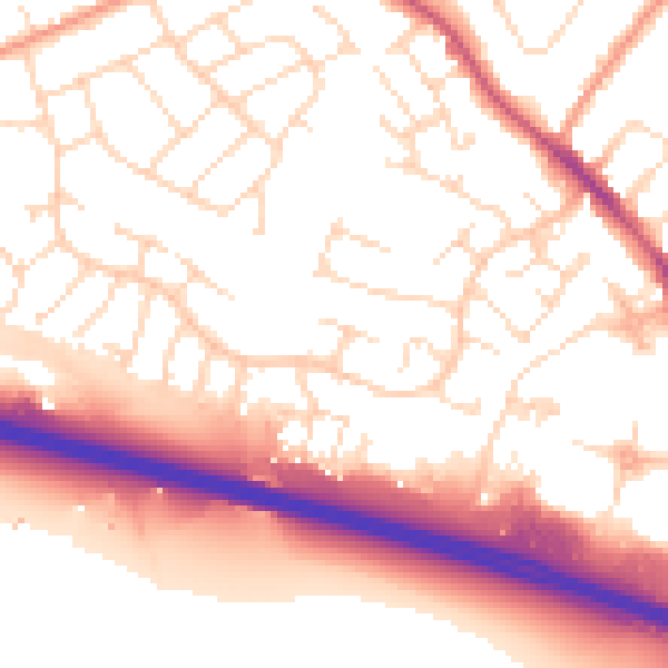 Daytime road noise heatmap for NG16 2US