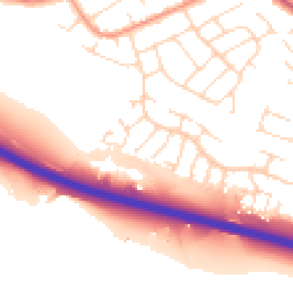 Daytime road noise heatmap for NG16 2UW