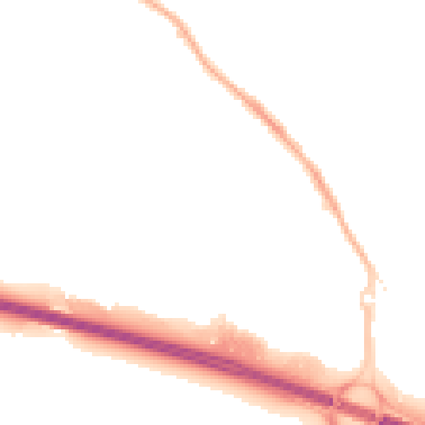 Night-time road noise heatmap for NG16 2WA