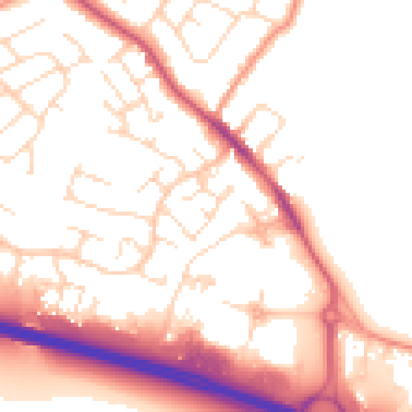 Daytime road noise heatmap for NG16 2WG