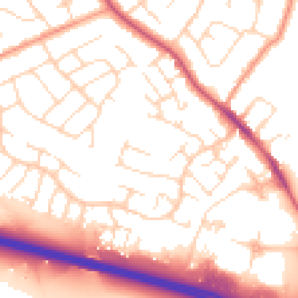 Daytime road noise heatmap for NG16 2WN