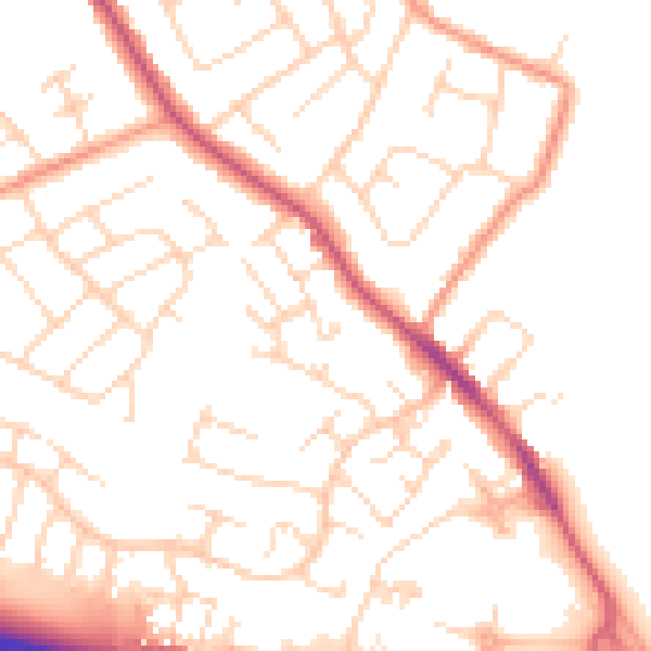 Daytime road noise heatmap for NG16 2WS