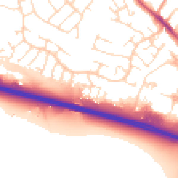 Daytime road noise heatmap for NG16 2WW