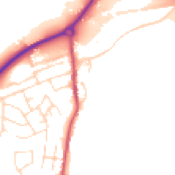 Daytime road noise heatmap for NG16 2WX