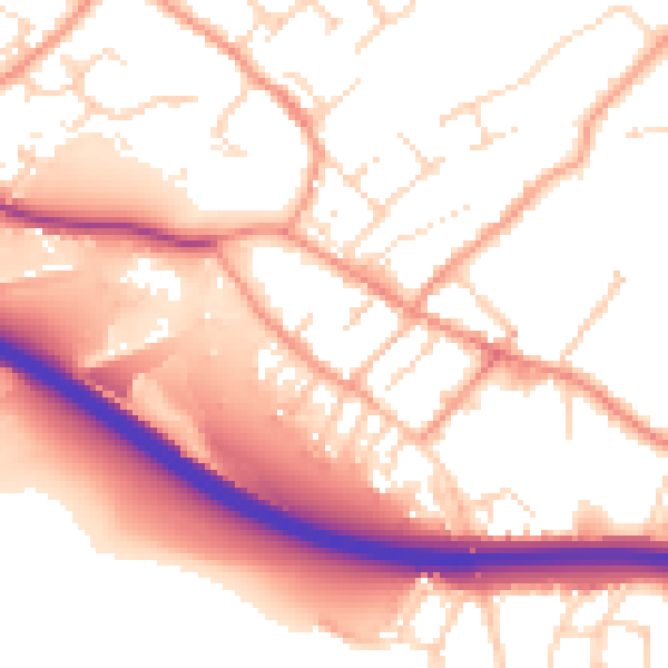 Daytime road noise heatmap for NG16 2XA