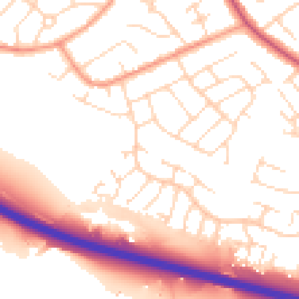 Daytime road noise heatmap for NG16 2XF