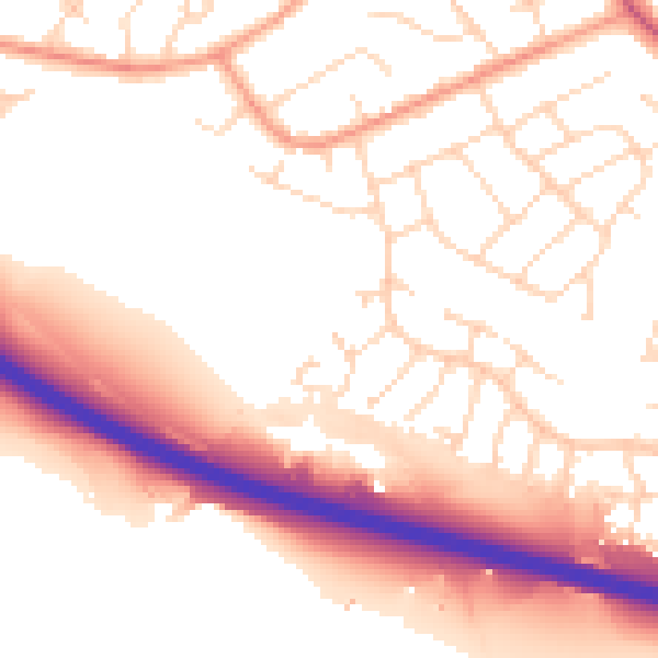 Daytime road noise heatmap for NG16 2YL