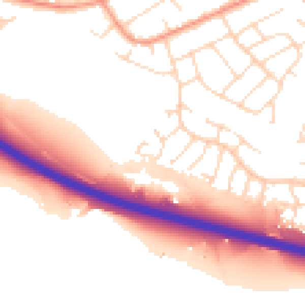 Daytime road noise heatmap for NG16 2YP